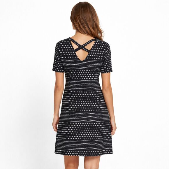 Chico's Dress Size 2 Large Polka Dot Criss Cross Pullover - Picture 2 of 12